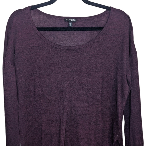 Express Dark Purple Maroon Asymmetrical Tunic Sweater - Size M 💜 - Picture 6 of 7